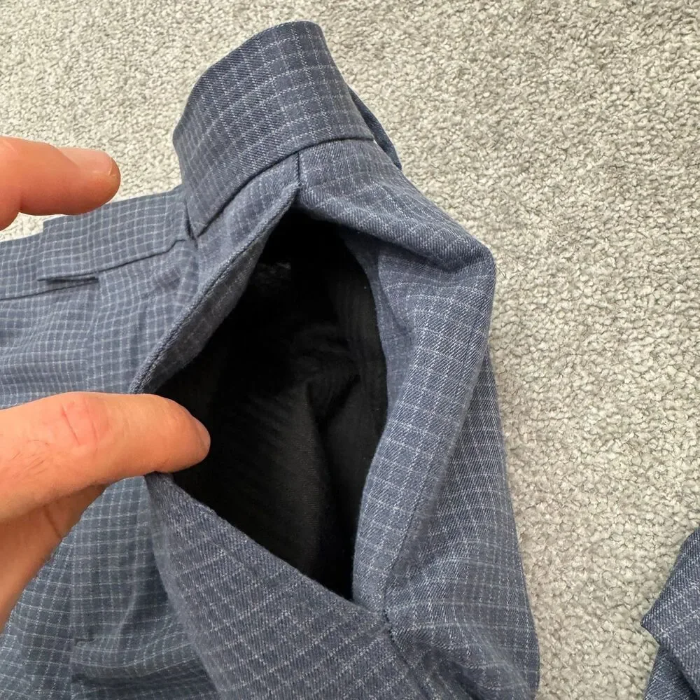 Banana Republic Slim Fit Dress Pants Mens 36x34 Blue Grid Check Stretch Trouser